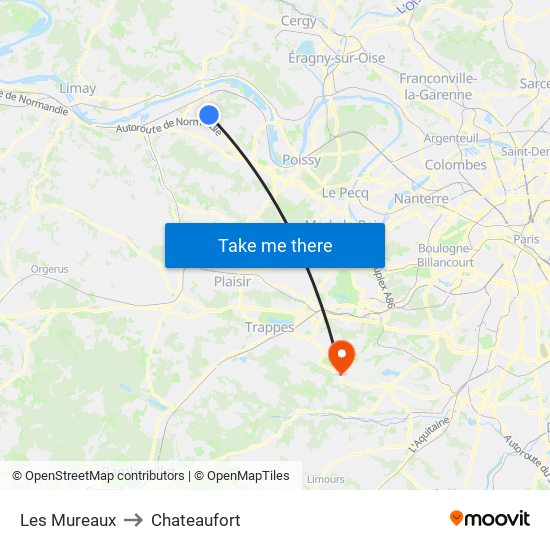Les Mureaux to Chateaufort map