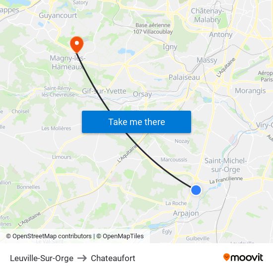 Leuville-Sur-Orge to Chateaufort map