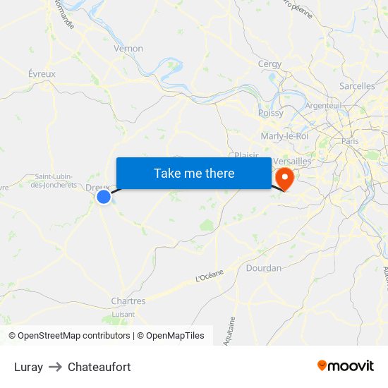Luray to Chateaufort map
