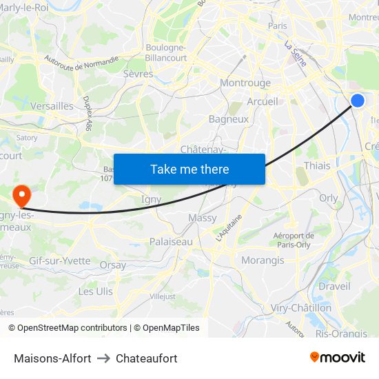 Maisons-Alfort to Chateaufort map