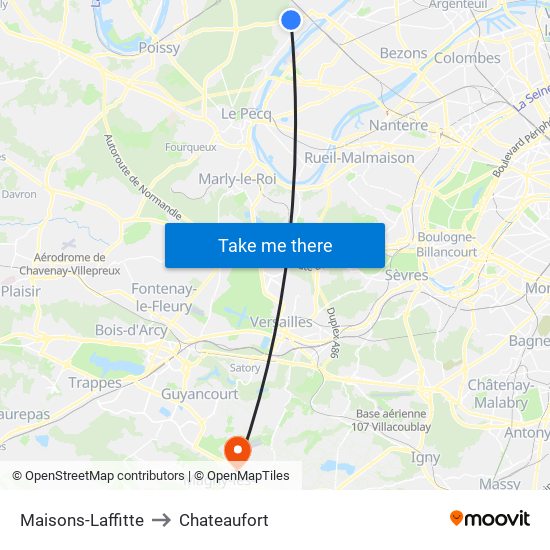 Maisons-Laffitte to Chateaufort map