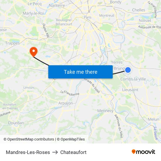 Mandres-Les-Roses to Chateaufort map