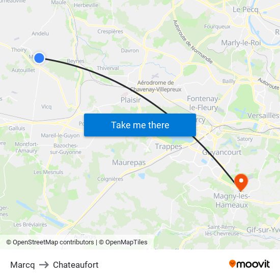 Marcq to Chateaufort map