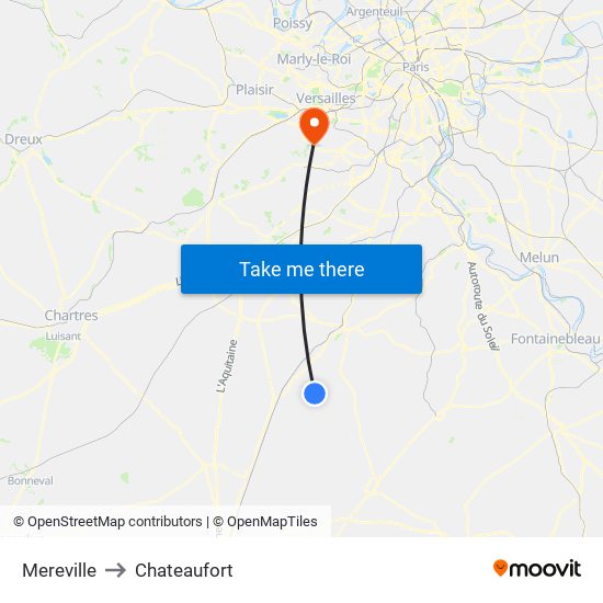 Mereville to Chateaufort map