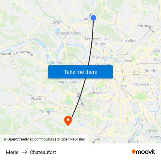 Meriel to Chateaufort map