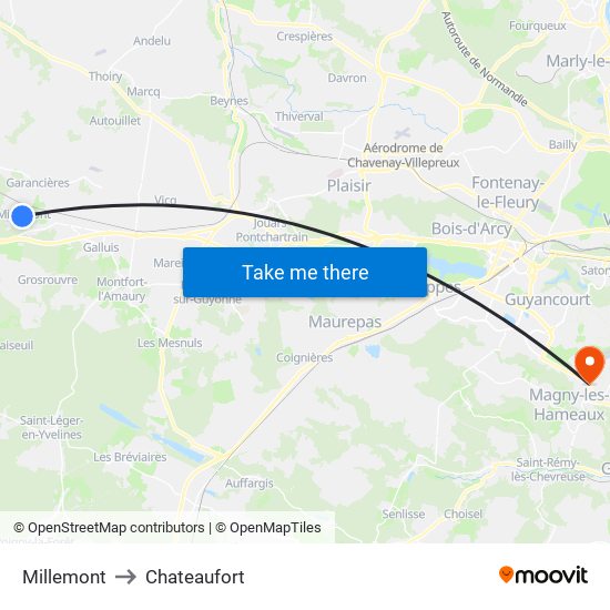 Millemont to Chateaufort map