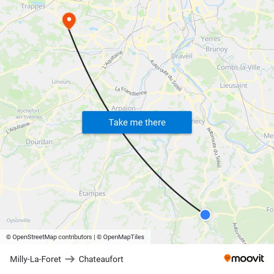 Milly-La-Foret to Chateaufort map