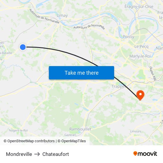 Mondreville to Chateaufort map