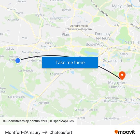 Montfort-L'Amaury to Chateaufort map