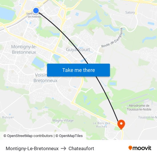 Montigny-Le-Bretonneux to Chateaufort map