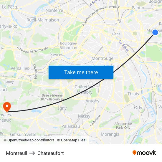 Montreuil to Chateaufort map