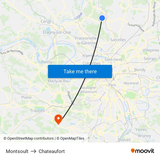 Montsoult to Chateaufort map