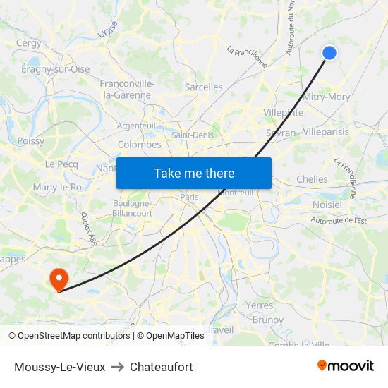 Moussy-Le-Vieux to Chateaufort map