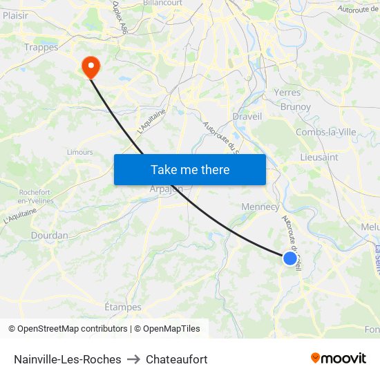 Nainville-Les-Roches to Chateaufort map
