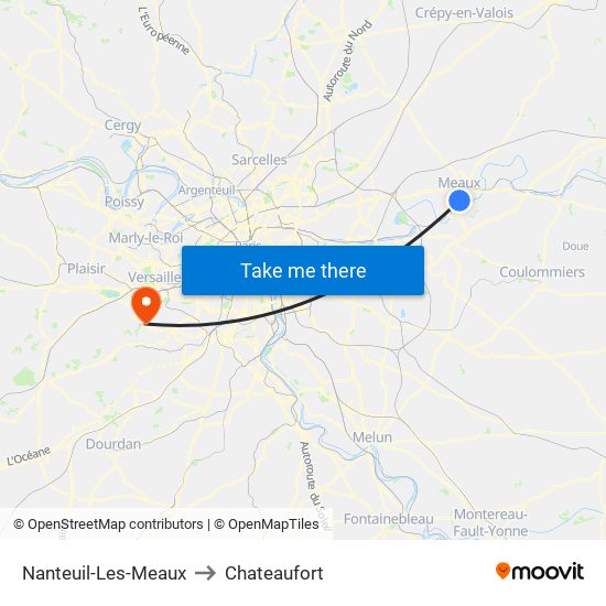 Nanteuil-Les-Meaux to Chateaufort map