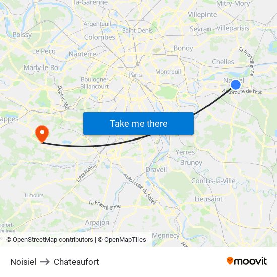 Noisiel to Chateaufort map