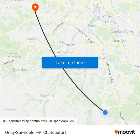 Oncy-Sur-Ecole to Chateaufort map