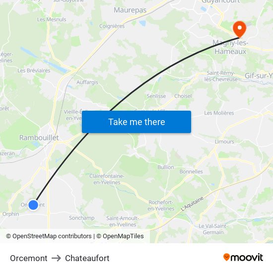 Orcemont to Chateaufort map