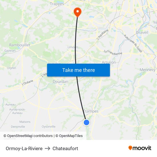 Ormoy-La-Riviere to Chateaufort map