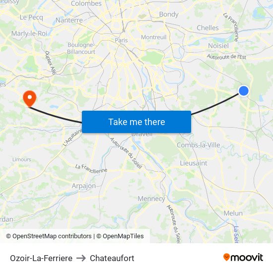 Ozoir-La-Ferriere to Chateaufort map