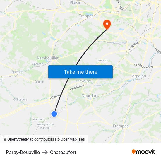 Paray-Douaville to Chateaufort map