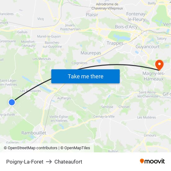 Poigny-La-Foret to Chateaufort map