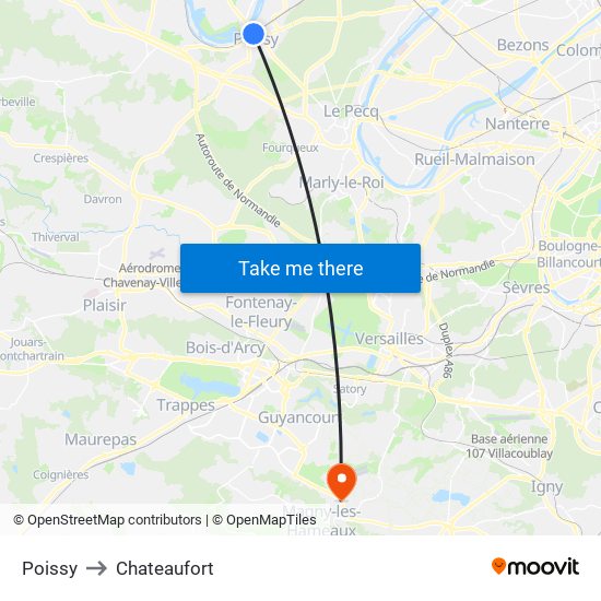 Poissy to Chateaufort map