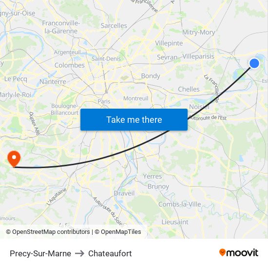 Precy-Sur-Marne to Chateaufort map