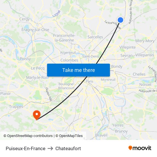 Puiseux-En-France to Chateaufort map