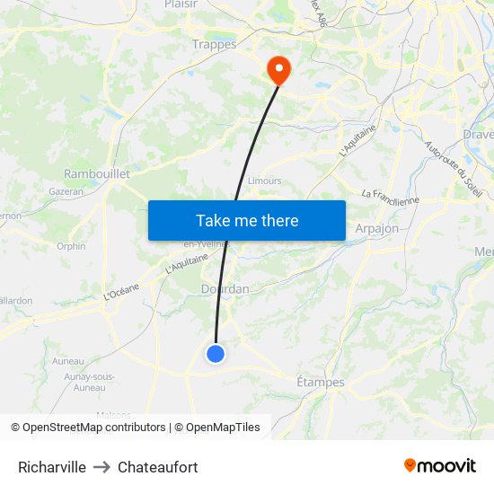 Richarville to Chateaufort map