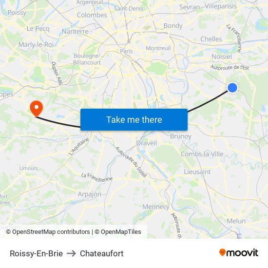 Roissy-En-Brie to Chateaufort map