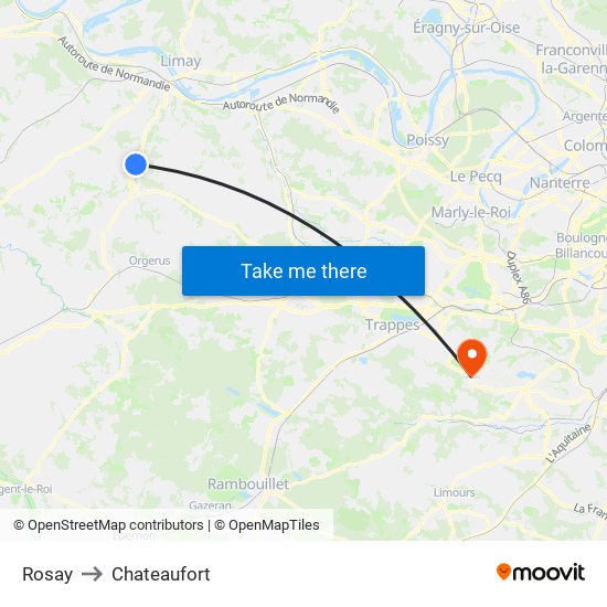 Rosay to Chateaufort map