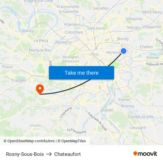 Rosny-Sous-Bois to Chateaufort map