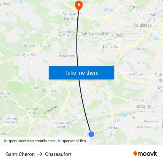 Saint-Cheron to Chateaufort map