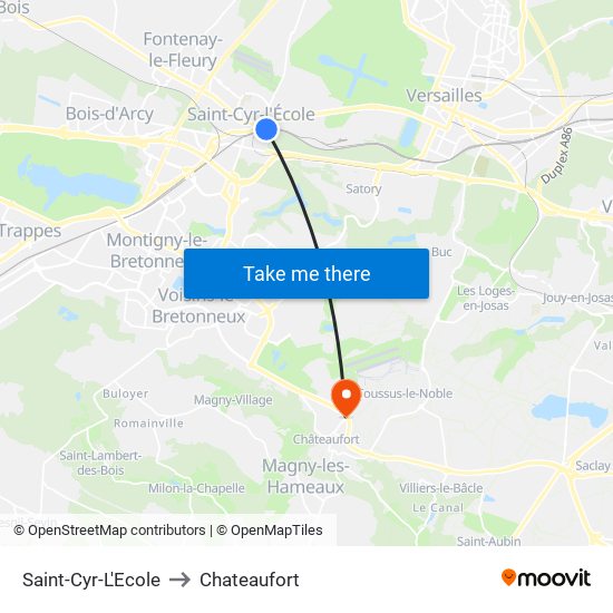 Saint-Cyr-L'Ecole to Chateaufort map