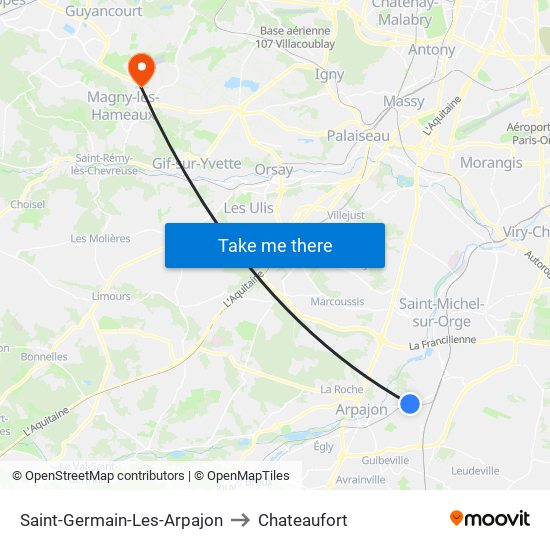 Saint-Germain-Les-Arpajon to Chateaufort map