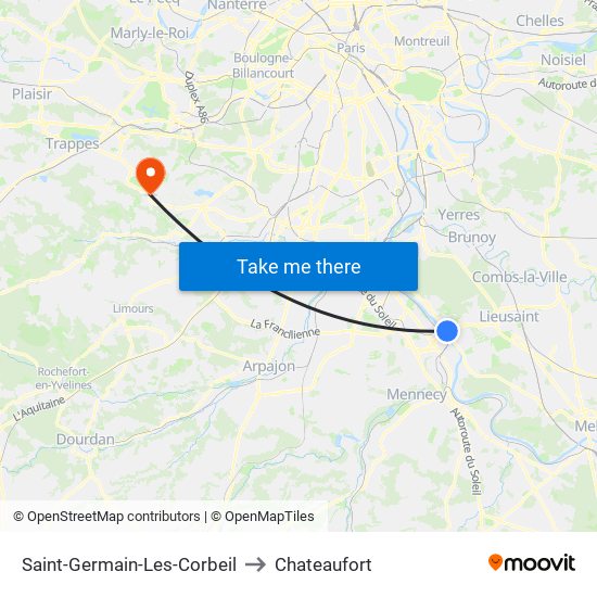 Saint-Germain-Les-Corbeil to Chateaufort map