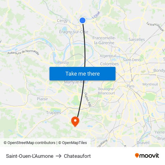Saint-Ouen-L'Aumone to Chateaufort map