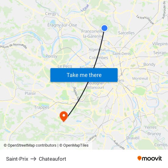 Saint-Prix to Chateaufort map