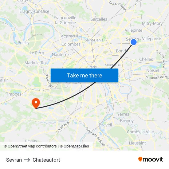 Sevran to Chateaufort map