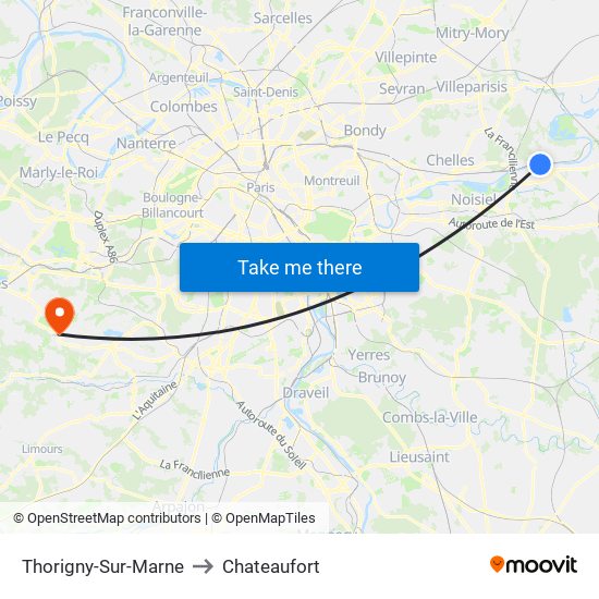 Thorigny-Sur-Marne to Chateaufort map