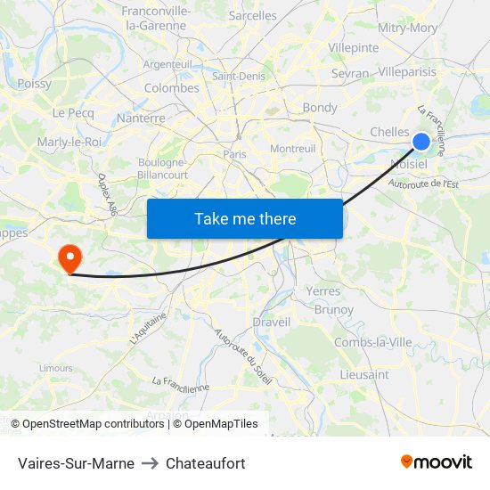 Vaires-Sur-Marne to Chateaufort map