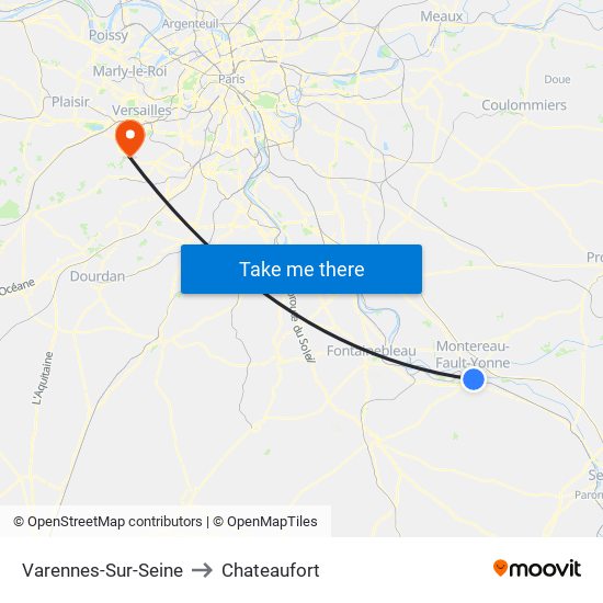 Varennes-Sur-Seine to Chateaufort map