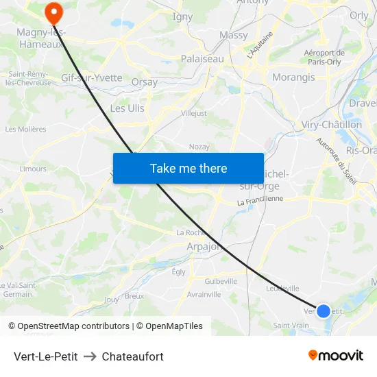 Vert-Le-Petit to Chateaufort map