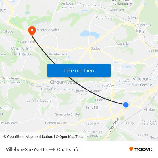 Villebon-Sur-Yvette to Chateaufort map
