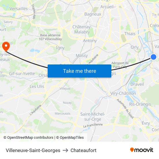 Villeneuve-Saint-Georges to Chateaufort map