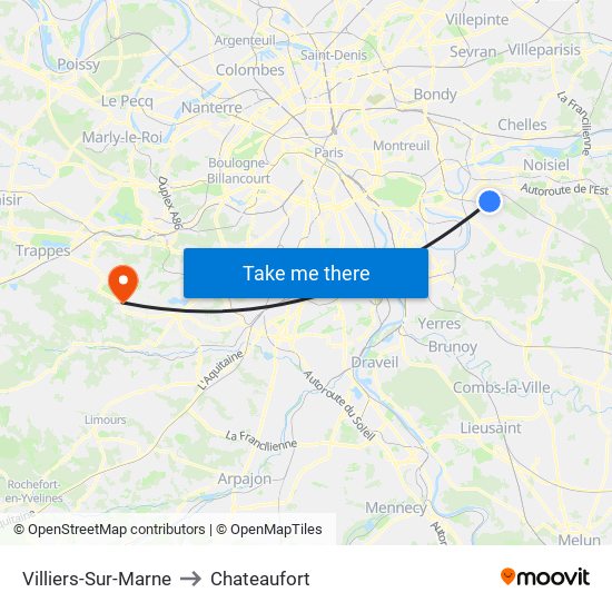 Villiers-Sur-Marne to Chateaufort map