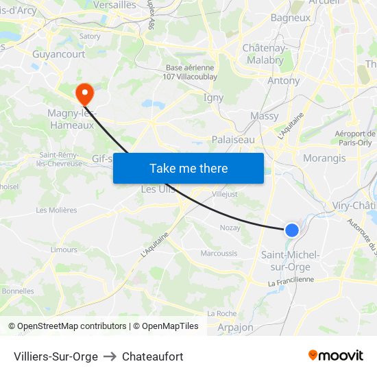 Villiers-Sur-Orge to Chateaufort map