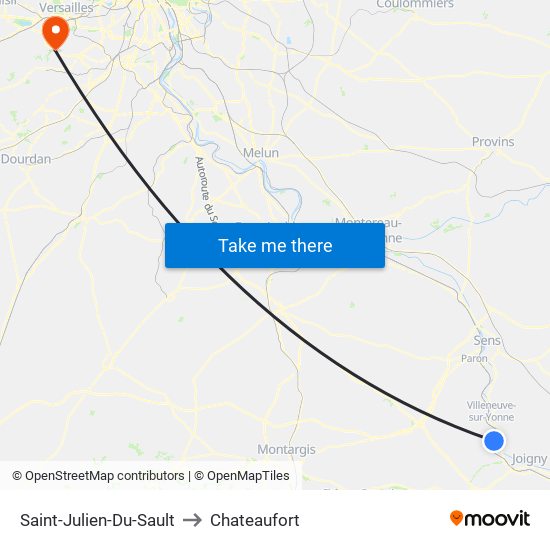 Saint-Julien-Du-Sault to Chateaufort map