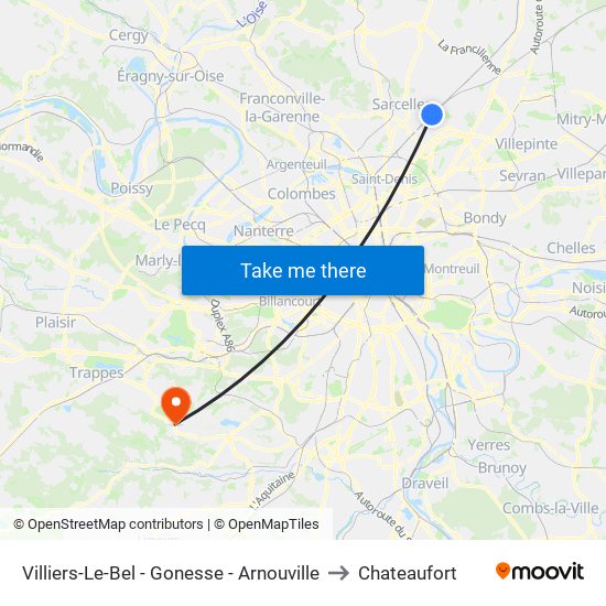 Villiers-Le-Bel - Gonesse - Arnouville to Chateaufort map
